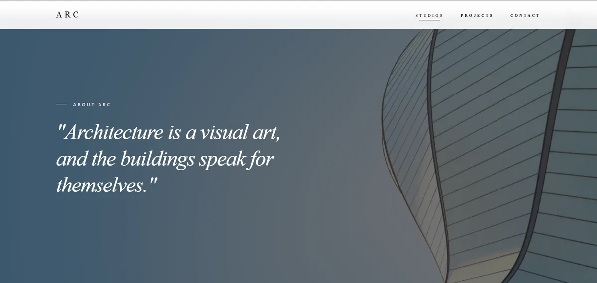 ARC Studio Website screenshot 2