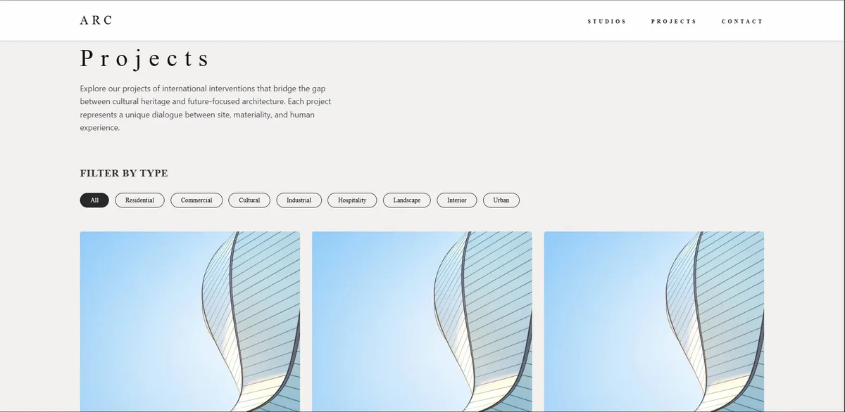 ARC Studio Website screenshot 3